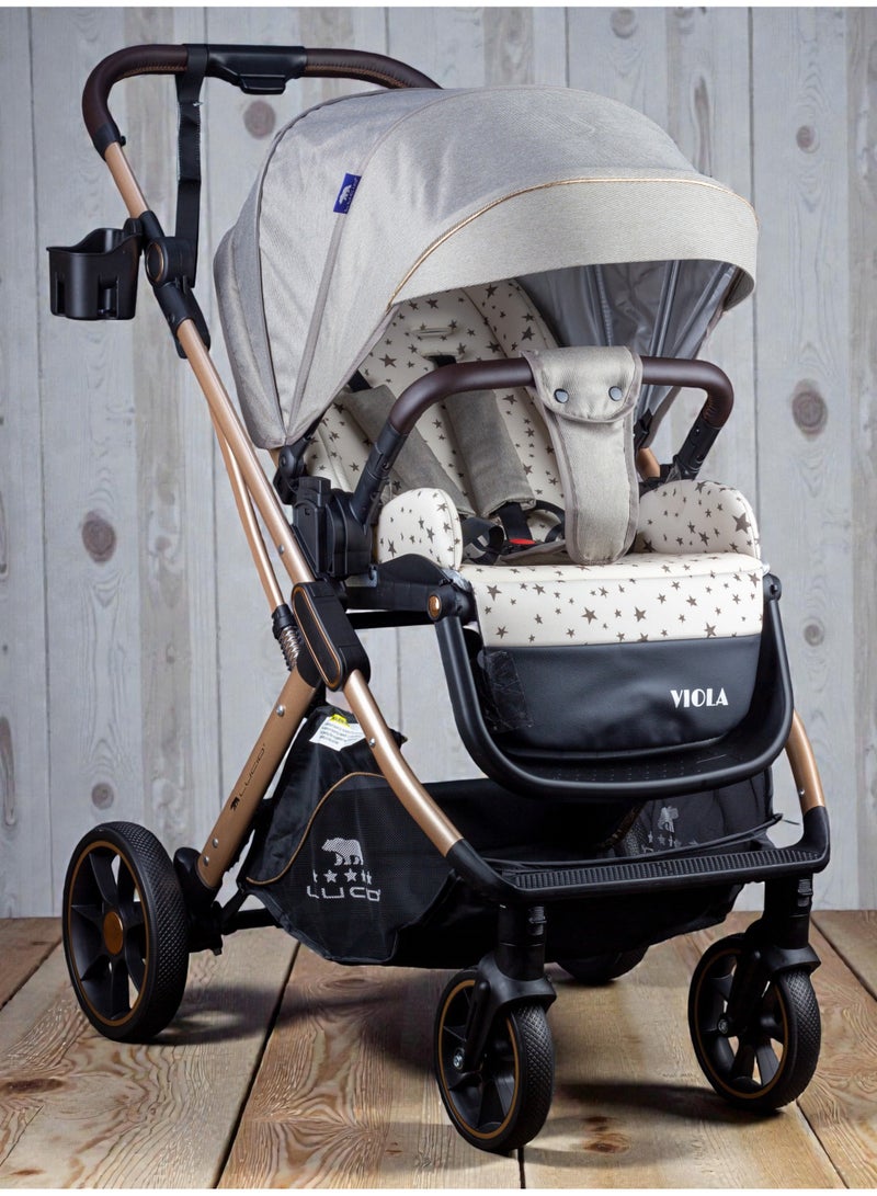 LUCID Luxury Baby Carrycot Stroller with High Density Lining from Lucid - Grey Model - VIOLA - Image 1